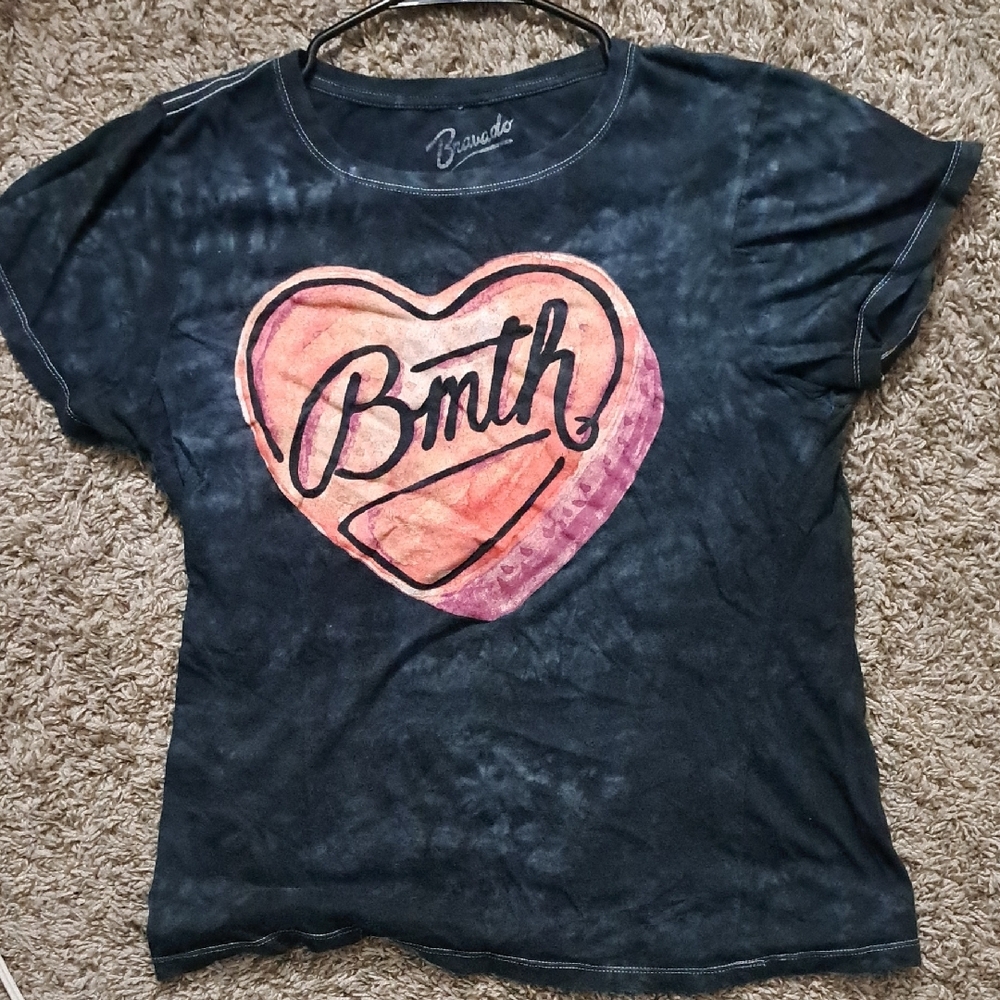 Bravado Pink and Black Heart Graphic Tee